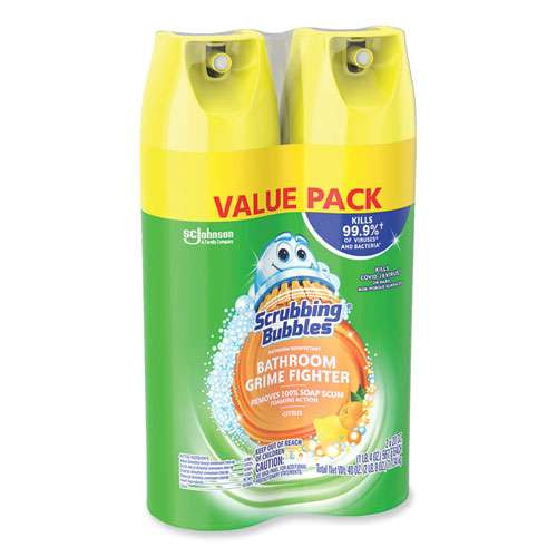 Bathroom Disinfectant Grime Fighter Aerosol, Citrus Scent, 20 Oz Aerosol Can, 2/pack Bathroom Disinfectant Grime Fighter Aerosol, Citrus Scent, 20 Oz Aerosol Can, 2/pack