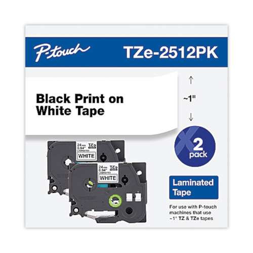 Tze Standard Adhesive Laminated Labeling Tape, 0.94" X 26.2 Ft, Black On White, 2/pack Tze Standard Adhesive Laminated Labeling Tape, 0.94" X 26.2 Ft, Black On White, 2/pack