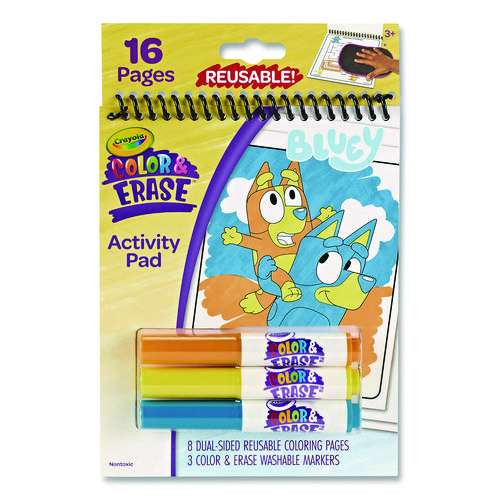 Bluey Color And Erase Reusable Activity Pad, (16) Coloring Pages, (3) Bluey Collection Markers Bluey Color And Erase Reusable Activity Pad, (16) Coloring Pages, (3) Bluey Collection Markers