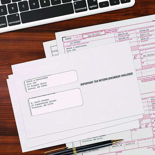 W-2 Gummed Seal Double-window Envelopes, Commercial Flap, Gummed Closure, 5.63 X 9, White, 24/pack