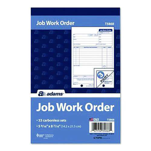 Multipart Job Work Order Pad, Three-part Carbonless, 5.56 X 7.94, 33 Forms Total
