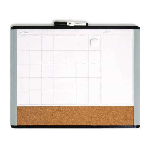 3n1 Magnetic Mod Dry Erase Board, Monthly Planning/scheduling Calendar, 20" X 16", White Surface, Gray/black Plastic Frame