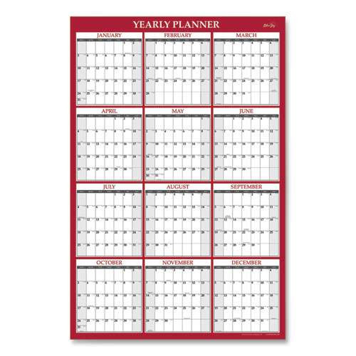 Classic Red Laminated Erasable Wall Calendar, 48 X 32, White/red/gray Sheets, 12-month (jan To Dec): 2026 Classic Red Laminated Erasable Wall Calendar, 48 X 32, White/red/gray Sheets, 12-month (jan To Dec): 2026