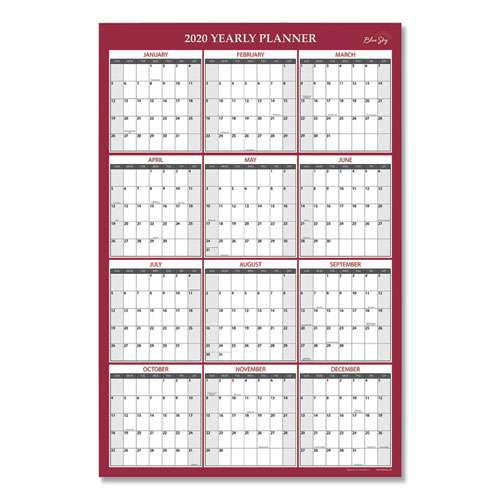 Classic Red Laminated Erasable Wall Calendar, 48 X 32, White/red/gray Sheets, 12-month (jan To Dec): 2026 Classic Red Laminated Erasable Wall Calendar, 48 X 32, White/red/gray Sheets, 12-month (jan To Dec): 2026