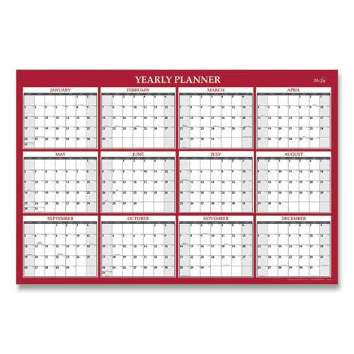 Classic Red Laminated Erasable Wall Calendar, 48 X 32, White/red/gray Sheets, 12-month (jan To Dec): 2026 Classic Red Laminated Erasable Wall Calendar, 48 X 32, White/red/gray Sheets, 12-month (jan To Dec): 2026