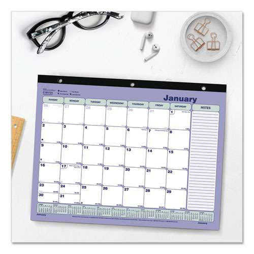 Monthly Desk Pad Calendar, 3-hole Punched, 11 X 8.5, White/blue/green Sheets, Black Binding, 12-month (jan To Dec): 2026 Monthly Desk Pad Calendar, 3-hole Punched, 11 X 8.5, White/blue/green Sheets, Black Binding, 12-month (jan To Dec): 2026