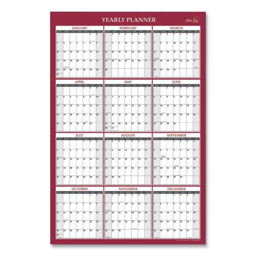 Classic Red Laminated Erasable Wall Calendar, 36 X 24, White/red/gray Sheets, 12-month (jan To Dec): 2026 Classic Red Laminated Erasable Wall Calendar, 36 X 24, White/red/gray Sheets, 12-month (jan To Dec): 2026