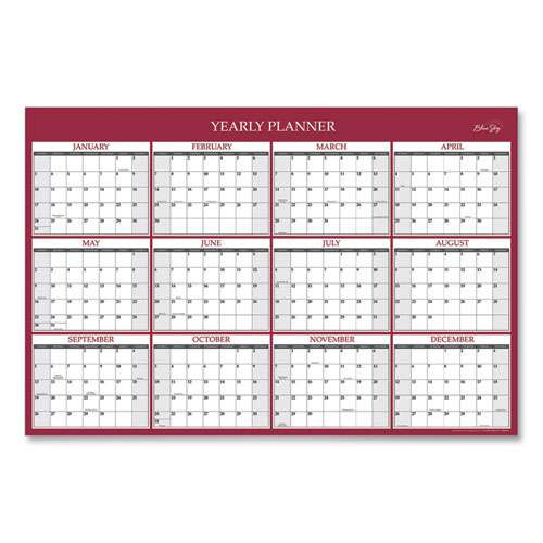 Classic Red Laminated Erasable Wall Calendar, 36 X 24, White/red/gray Sheets, 12-month (jan To Dec): 2026 Classic Red Laminated Erasable Wall Calendar, 36 X 24, White/red/gray Sheets, 12-month (jan To Dec): 2026