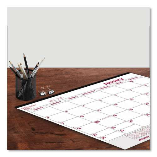 Monthly Desk Pad Calendar, 22 X 17, White/burgundy Sheets, Black Binding, Clear Corners, 12-month (jan To Dec): 2026 Monthly Desk Pad Calendar, 22 X 17, White/burgundy Sheets, Black Binding, Clear Corners, 12-month (jan To Dec): 2026