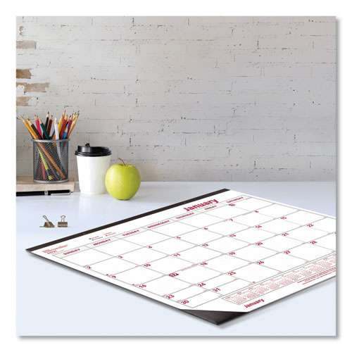 Monthly Desk Pad Calendar, 22 X 17, White/burgundy Sheets, Black Binding, Black Corners, 12-month (jan To Dec): 2026 Monthly Desk Pad Calendar, 22 X 17, White/burgundy Sheets, Black Binding, Black Corners, 12-month (jan To Dec): 2026