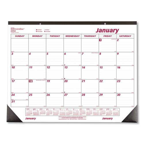 Monthly Desk Pad Calendar, 22 X 17, White/burgundy Sheets, Black Binding, Black Corners, 12-month (jan To Dec): 2026 Monthly Desk Pad Calendar, 22 X 17, White/burgundy Sheets, Black Binding, Black Corners, 12-month (jan To Dec): 2026
