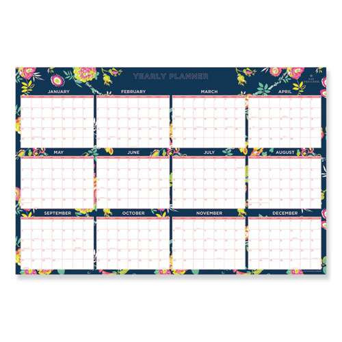 Day Designer Peyton Laminated Erasable Wall Calendar, Floral Artwork, 36 X 24, White/navy Sheets, 12-month (jan To Dec): 2026 Day Designer Peyton Laminated Erasable Wall Calendar, Floral Artwork, 36 X 24, White/navy Sheets, 12-month (jan To Dec): 2026