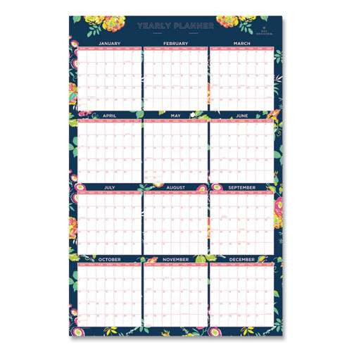 Day Designer Peyton Laminated Erasable Wall Calendar, Floral Artwork, 36 X 24, White/navy Sheets, 12-month (jan To Dec): 2026 Day Designer Peyton Laminated Erasable Wall Calendar, Floral Artwork, 36 X 24, White/navy Sheets, 12-month (jan To Dec): 2026