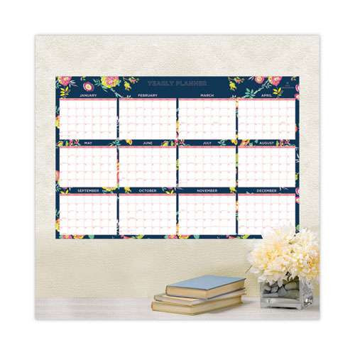 Day Designer Peyton Laminated Erasable Wall Calendar, Floral Artwork, 36 X 24, White/navy Sheets, 12-month (jan To Dec): 2026 Day Designer Peyton Laminated Erasable Wall Calendar, Floral Artwork, 36 X 24, White/navy Sheets, 12-month (jan To Dec): 2026