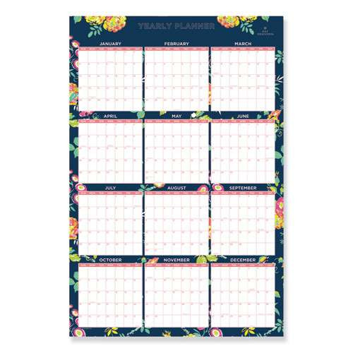 Day Designer Peyton Laminated Erasable Wall Calendar, Floral Artwork, 36 X 24, White/navy Sheets, 12-month (jan To Dec): 2026 Day Designer Peyton Laminated Erasable Wall Calendar, Floral Artwork, 36 X 24, White/navy Sheets, 12-month (jan To Dec): 2026