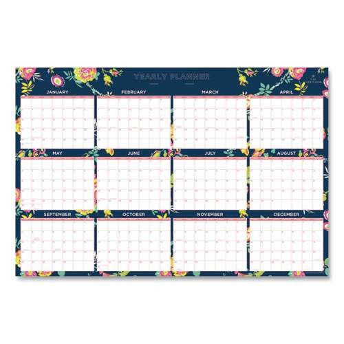 Day Designer Peyton Laminated Erasable Wall Calendar, Floral Artwork, 36 X 24, White/navy Sheets, 12-month (jan To Dec): 2026 Day Designer Peyton Laminated Erasable Wall Calendar, Floral Artwork, 36 X 24, White/navy Sheets, 12-month (jan To Dec): 2026