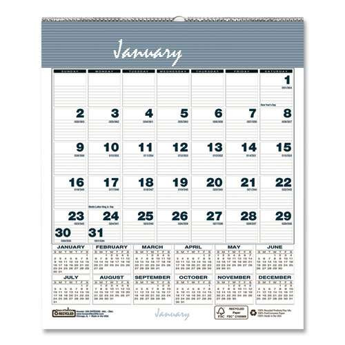 Bar Harbor Recycled Wirebound Monthly Wall Calendar, 6 X 7, White/blue/gray Sheets, 12-month (jan-dec): 2026 Bar Harbor Recycled Wirebound Monthly Wall Calendar, 6 X 7, White/blue/gray Sheets, 12-month (jan-dec): 2026