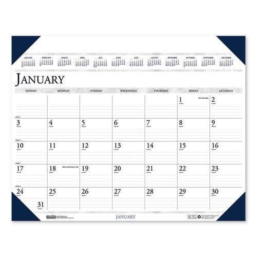 Executive Monthly Desk Pad Calendar, 24 X 19, White/blue Sheets, Blue Corners, 12-month (jan To Dec): 2026 Executive Monthly Desk Pad Calendar, 24 X 19, White/blue Sheets, Blue Corners, 12-month (jan To Dec): 2026