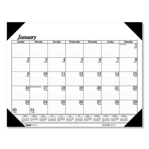 Recycled One-color Dated Monthly Desk Pad Calendar, 18.5 X 13, White Sheets, Black Binding/corners,12-month (jan-dec): 2026 Recycled One-color Dated Monthly Desk Pad Calendar, 18.5 X 13, White Sheets, Black Binding/corners,12-month (jan-dec): 2026