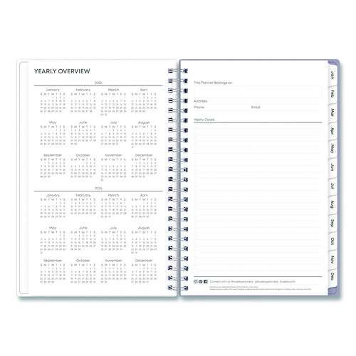 Rue Du Flore Weekly/monthly Planner, Floral Artwork, 8 X 5, Jade/lavender Cover, 12-month (jan To Dec): 2025