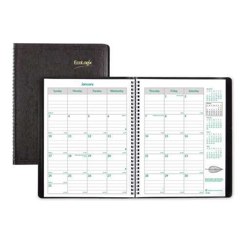 Ecologix Recycled Monthly Planner, Ecologix Artwork, 11 X 8.5, Black Cover, 14-month: Dec 2025 To Jan 2027 Ecologix Recycled Monthly Planner, Ecologix Artwork, 11 X 8.5, Black Cover, 14-month: Dec 2025 To Jan 2027