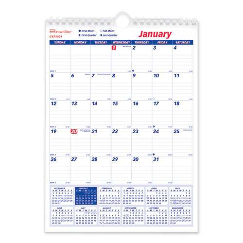 Twin-wirebound Wall Calendar, One Month Per Page, 8 X 11, White/blue Sheets, 12-month (jan To Dec): 2026 Twin-wirebound Wall Calendar, One Month Per Page, 8 X 11, White/blue Sheets, 12-month (jan To Dec): 2026