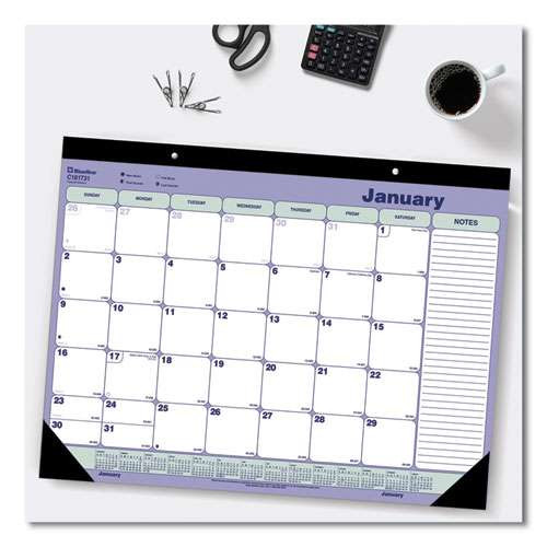 Monthly Desk Pad Calendar, 21.25 X 16, White/blue/green Sheets, Black Binding, Black Corners, 12-month (jan To Dec): 2026 Monthly Desk Pad Calendar, 21.25 X 16, White/blue/green Sheets, Black Binding, Black Corners, 12-month (jan To Dec): 2026
