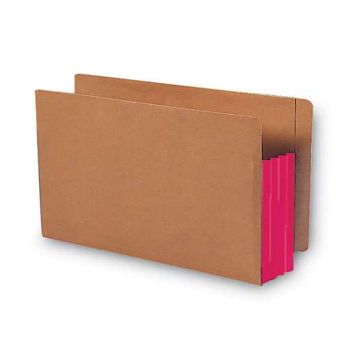 Redrope Drop-front End Tab File Pockets With Fully Lined Colored Gussets, 3.5" Expansion, Legal Size, Redrope/red, 10/box
