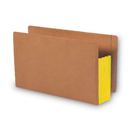Redrope Drop-front End Tab File Pockets With Fully Lined Colored Gussets, 3.5" Expansion, Legal Size, Redrope/yellow, 10/box