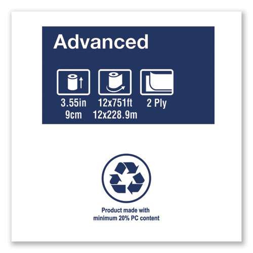 Advanced Jumbo Bath Tissue, Septic Safe, 2-ply, White, 3.48" X 751 Ft, 12 Rolls/carton Advanced Jumbo Bath Tissue, Septic Safe, 2-ply, White, 3.48" X 751 Ft, 12 Rolls/carton