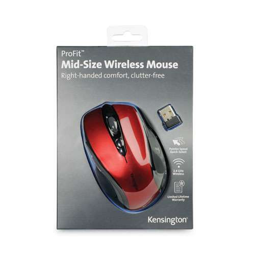 Pro Fit Mid-size Wireless Mouse, 2.4 Ghz Frequency/30 Ft Wireless Range, Right Hand Use, Ruby Red Pro Fit Mid-size Wireless Mouse, 2.4 Ghz Frequency/30 Ft Wireless Range, Right Hand Use, Ruby Red