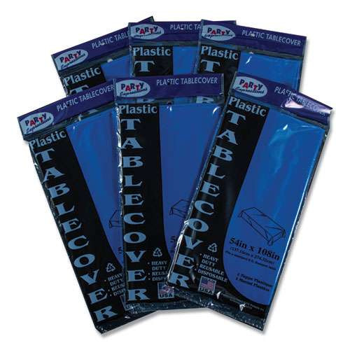 Table Set Rectangular Table Cover, Heavyweight Plastic, 54" X 108", Blue, 6/pack Table Set Rectangular Table Cover, Heavyweight Plastic, 54" X 108", Blue, 6/pack