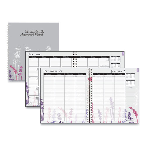 Recycled Wild Flower Weekly/monthly Planner, Wild Flowers Artwork, 9 X 7, Gray/white/purple Cover, 12-month (jan-dec): 2025 Recycled Wild Flower Weekly/monthly Planner, Wild Flowers Artwork, 9 X 7, Gray/white/purple Cover, 12-month (jan-dec): 2025