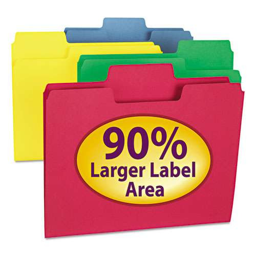 Supertab Colored File Folders, 1/3-cut Tabs: Assorted, Letter Size, 0.75" Expansion, 11-pt Stock, Color Assortment 1, 100/box Supertab Colored File Folders, 1/3-cut Tabs: Assorted, Letter Size, 0.75" Expansion, 11-pt Stock, Color Assortment 1, 100/box