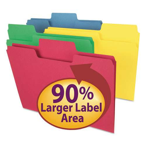 Supertab Colored File Folders, 1/3-cut Tabs: Assorted, Letter Size, 0.75" Expansion, 11-pt Stock, Color Assortment 1, 100/box Supertab Colored File Folders, 1/3-cut Tabs: Assorted, Letter Size, 0.75" Expansion, 11-pt Stock, Color Assortment 1, 100/box