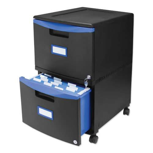 Two-drawer Mobile Filing Cabinet, 2 Legal/letter-size File Drawers, Black/blue, 14.75" X 18.25" X 26" Two-drawer Mobile Filing Cabinet, 2 Legal/letter-size File Drawers, Black/blue, 14.75" X 18.25" X 26"