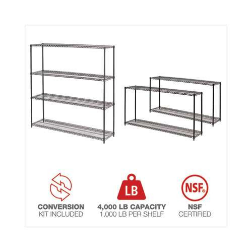 Ba Plus Wire Shelving Kit, 4 Shelves, 72" X 18" X 72", Black Anthracite Plus Ba Plus Wire Shelving Kit, 4 Shelves, 72" X 18" X 72", Black Anthracite Plus