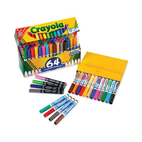 Broad Line Washable Markers, Broad Bullet Tip, Assorted Colors, 64/set Broad Line Washable Markers, Broad Bullet Tip, Assorted Colors, 64/set