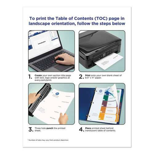 Customizable Table Of Contents Ready Index Dividers With Multicolor Tabs, 5-tab, 1 To 5, 11 X 8.5, Translucent, 1 Set Customizable Table Of Contents Ready Index Dividers With Multicolor Tabs, 5-tab, 1 To 5, 11 X 8.5, Translucent, 1 Set