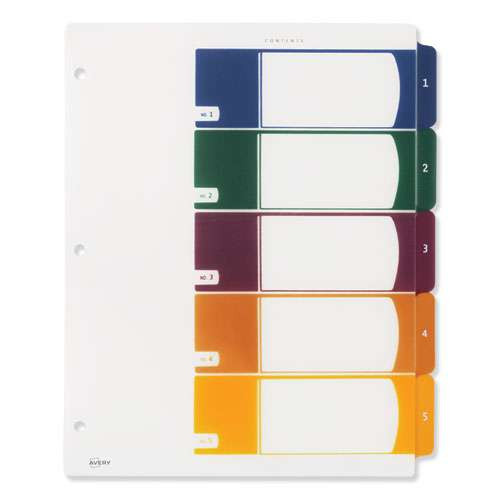 Customizable Table Of Contents Ready Index Dividers With Multicolor Tabs, 5-tab, 1 To 5, 11 X 8.5, Translucent, 1 Set Customizable Table Of Contents Ready Index Dividers With Multicolor Tabs, 5-tab, 1 To 5, 11 X 8.5, Translucent, 1 Set