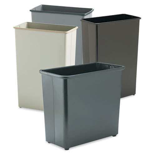 Rectangular Wastebasket, Steel, 27.5 Qt, Black