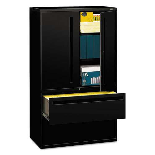 Brigade 700 Series Lateral File, Three-shelf Enclosed Storage, 2 Legal/letter-size File Drawers, Black, 42" X 18" X 64.25" Brigade 700 Series Lateral File, Three-shelf Enclosed Storage, 2 Legal/letter-size File Drawers, Black, 42" X 18" X 64.25"