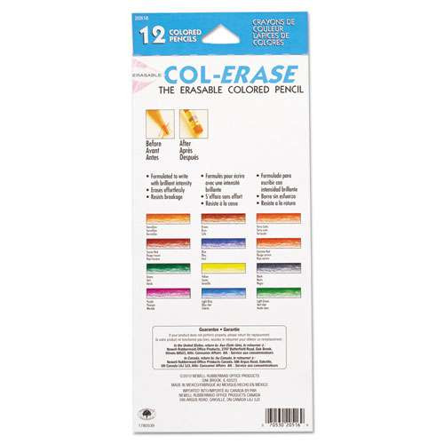 Col-erase Pencil With Eraser, 0.7 Mm, 2b (#1), Assorted Lead/barrel Colors, Dozen Col-erase Pencil With Eraser, 0.7 Mm, 2b (#1), Assorted Lead/barrel Colors, Dozen