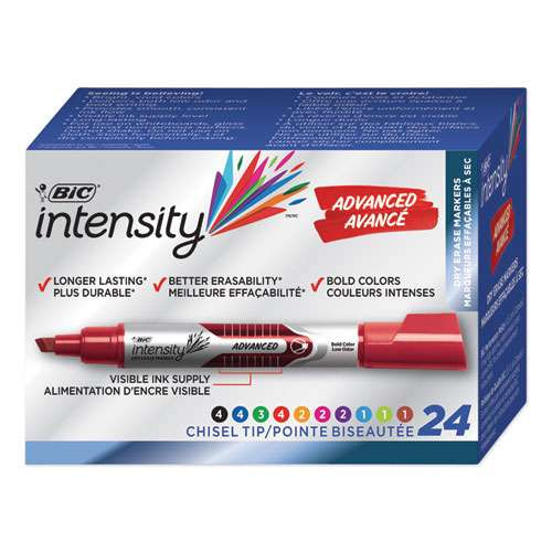 Intensity Advanced Dry Erase Marker, Tank-style, Broad Chisel Tip, Assorted Colors, 24/pack Intensity Advanced Dry Erase Marker, Tank-style, Broad Chisel Tip, Assorted Colors, 24/pack