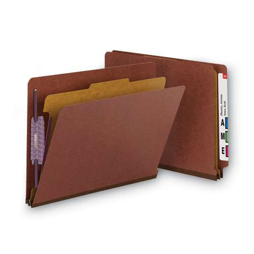 End Tab Pressboard Classification Folders With Safeshield Coated Fasteners, 1 Divider, Letter Size, Red, 10/box End Tab Pressboard Classification Folders With Safeshield Coated Fasteners, 1 Divider, Letter Size, Red, 10/box