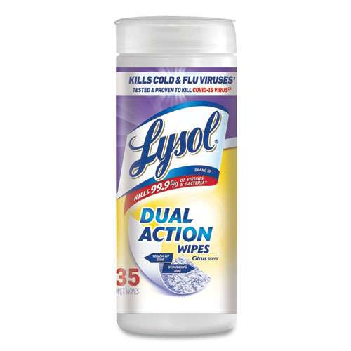 Disinfecting Wipes, Dual Action, Citrus, 7 X 7.5, 35/canister Disinfecting Wipes, Dual Action, Citrus, 7 X 7.5, 35/canister