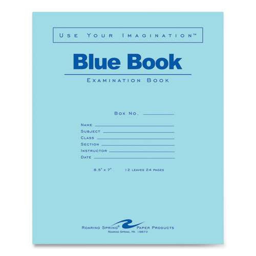 Examination Blue Book, Wide/legal Rule, Blue Cover, 8.5 X 7, 12 Sheets