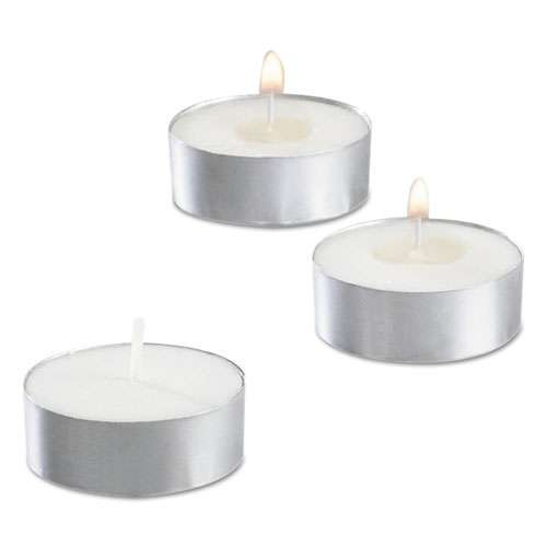 Tealight Candle, 5 Hour Burn, 0.5"h, White, 50/pack, 10 Packs/carton Tealight Candle, 5 Hour Burn, 0.5"h, White, 50/pack, 10 Packs/carton