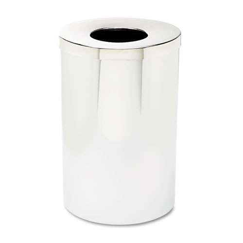 Reflections Open-top Receptacle, Round, Steel, 35 Gal, Chrome/black