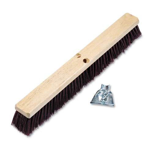 Floor Brush Head, 3.25" Maroon Stiff Polypropylene Bristles, 24" Brush